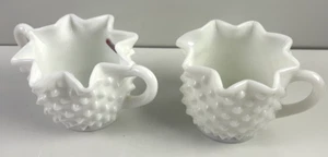 Juego De Colección Fenton Leche Vidrio Hobnail Estrella Crimpado Blanco Crema y Azúcar EE. UU. - Imagen 1 de 15