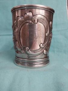 495. Grosjean & Woodward Tiffany & Co. Münze Silber Becher ca 1853 6,26 ozt 3,75" H - Bild 1 von 7