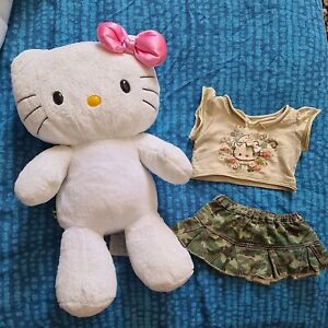 Build A Bear White Hello Kitty Large Soft Plush Toy with top and skirt and bow