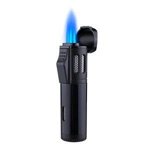Multifunctional Blue Lighter w/ 3 - Jet Torch, Flame Adjuster & Gas Window - Picture 1 of 20