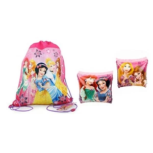 Disney Princess Kids Drawstring Sling Bag + Bonus Arm Floats Armbands Floaties - Picture 1 of 5