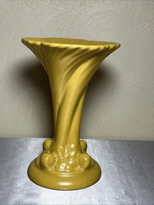 "Florero remolino amarillo cerámica artística Camark vintage de 7"" de alto" - Imagen 1 de 12