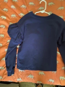 Hannah Anderson Long Sleeve Ruffle Navy 120 Shirts - Picture 1 of 7