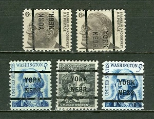 York NE 232 precancel on five Prom American denoms, last copies - Picture 1 of 1