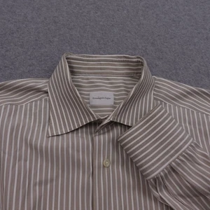 Ermenegildo Zegna Striped Dress Shirt Button Long Sleeve Collared 41/16 Pocket - Picture 1 of 6