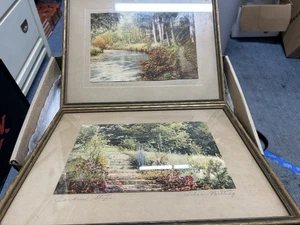 Antique Pr Wallace Nutting framed Beech Trees Borders Garden - Picture 1 of 10