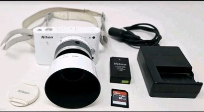 Nikon 1 J1 10.1MP Digital Camera White w/ 30-110mm & Lens Hood Tested WORKS READ - Image 1 of 4