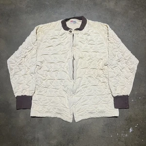 Vintage 40s 50s Hanes Quilties Cream Quilted Bomber Jacket 1940s 1950s - Picture 1 of 4