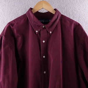 Camicia Ralph Lauren bordeaux con bottoni manica lunga uomo grande alta 2X pony preppy - Foto 1 di 7