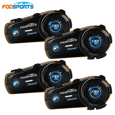 4x FX8 Pro Motorcycle Bluetooth Headset Helmet Intercom 10 Riders Communication - Image 1 of 4