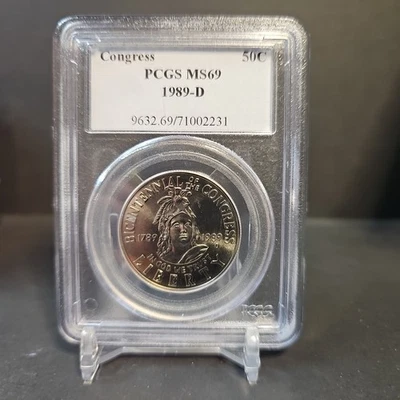 1989-D PCGS MS69 Congress Commemorative Half Dollar 50C - Image 1 of 2