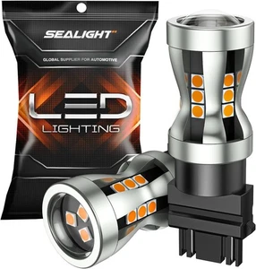 3157 3156 Amber yellow LED Turn Signal Parking Light Bulbs Error Free 3000K - Foto 1 di 7