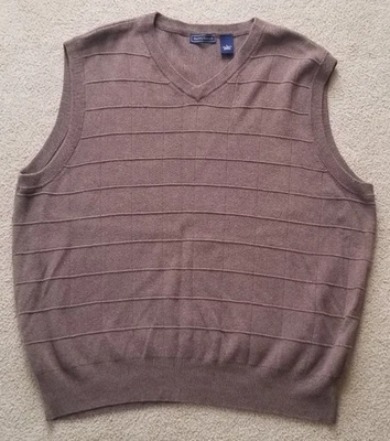 Men's Saddlebred Sweater Vest L Beige 100% Cotton / Made In Australia  - Image 1 of 4