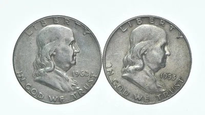 Better 1962 1953-D Franklin Half Dollar $1 Face Lot Bullion Silver *566 - Image 1 of 3