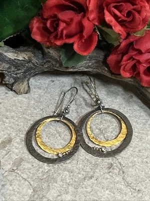 34. Brincos mistos de metal e diamante Ormachea 18K 925 5,8 g, 1 7/8" - Imagem 1 de 4