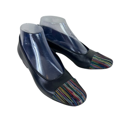 VANS VAN ELi nero colorato a righe pelle cappuccio punta blocco tacco basso misura 7 5