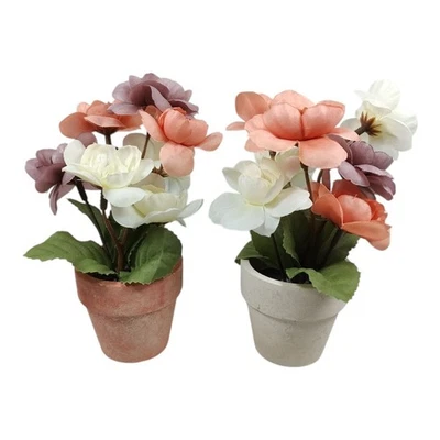 Lote de 2 Mini Ramo de Flores Trueliving Planta Dama 6" x 5" China Rosa Multicolor Foto 1 de 4