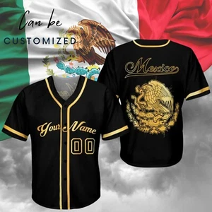 Personalized Name Mexico Baseball Jersey, Mexican Flag Jersey for Men S-5XL - Picture 1 of 9