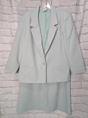Traje Blazer Falda Para Mujer Tan Joy Vintage Espuma de Mar Verde Azulado 2 Piezas Foto 1 de 4