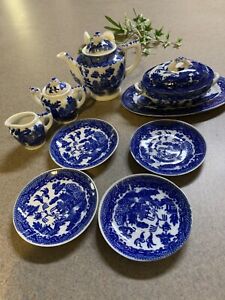 Blue  willow miniature tea Childs Tea Set , Vintage