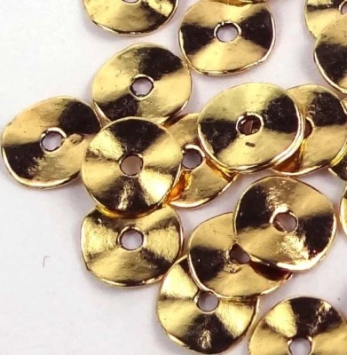 50 arandelas de peltre de oro antiguas espaciadoras cuentas onduladas 10 mm  Foto 1 de 3