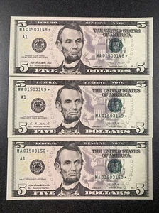 Billete de 3 estrellas consecutivas de FRN $5 🌟 2013 - sin circular  - Imagen 1 de 2