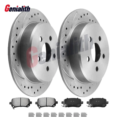 For Dodge Grand Caravan 2008 - 2012 Rear Drilled Brake Rotors Ceramic Pads Kits Foto 1 de 4