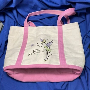 Vintage Disney Cast Member Tinker Bell Pink And White Tote Bag  - Picture 1 of 10