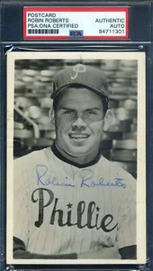 Robin Roberts PSA DNA Coa Signed 1956 PM Photo Postcard Philadelphia Phillies - Picture 1 of 1