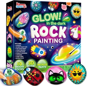 Rock Painting Kit- Glow in the Dark Rock Kit, Arts and Crafts for Kids Ages 6-12 - Picture 1 of 10