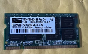Micron 1GB PC2700 DDR non-ECC Unbuffered CL2.5 200-Pin SoDimm Memory Module..... - Picture 1 of 1