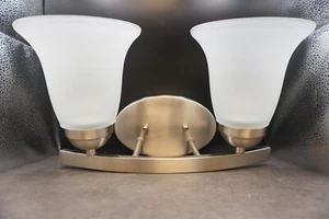 2-Light Iron Glass Brushed Nickel Vanity Light - Picture 1 of 3