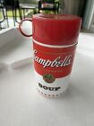 Campbells Soup 1998 Insulating Thermos,Lid,Cup 11.5Oz  Vintage Design 6.5 H