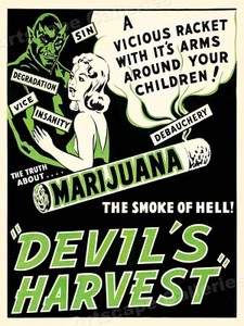 1942 "Devil's Harvest" Vintage Marijuana Movie Poster - 18x24 - Picture 1 of 3