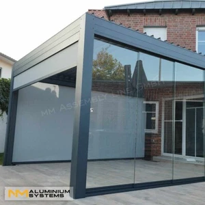 Glasschiebewand Glasschiebetür Glaswand Aluminium Terrasse Windschutz 2,8 x 2 m - Bild 1 von 24