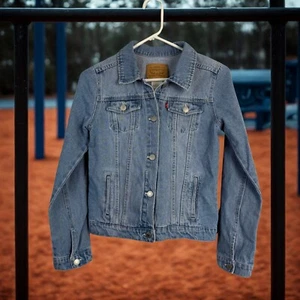 LEVIS Girls Blue Jean Denim Trucker Jacket Youth Size XL (13-15yrs) Pockets - Picture 1 of 8
