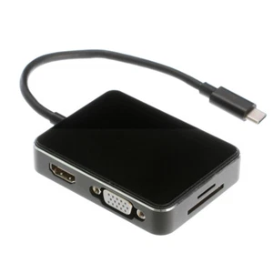 7 in 1 USB3.1 Type-C to HDMI VGA 3-Port USB3.0 SD TF Card Reader Hub HDTV Box - Picture 1 of 6