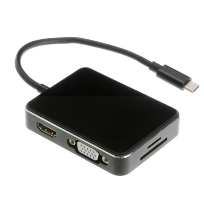 7 in 1 USB3.1 Type-C to HDMI VGA 3-Port USB3.0 SD TF Card Reader Hub HDTV Box  - Image 1 of 4