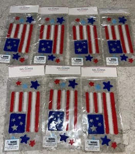 patriotic 4TH OF JULY Window Gel Cling Flag USA stars red white blue Indepencenc - Picture 1 of 2