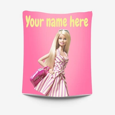 Personalized barbie  Blanket with Name for Girl, Disney Princess blankets - Image 1 of 4