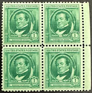 US 1940 Scott# 859 Block of 4 MNH OG Famous Author Washington Irving - Picture 1 of 2