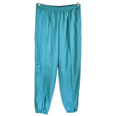 Teal Track Pants Mens XL Vintage Lined Nylon Wind Breaker Gym 34x32.5 Jazz 21 - Image 1 of 4