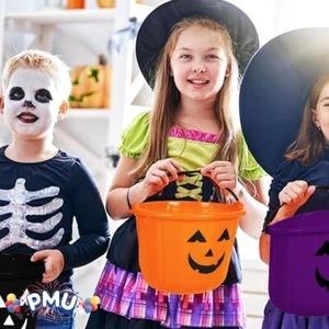 PMU Halloween Jack-O-Lantern Trick or Treat Pail Bucket - Candy Gift Basket - Bild 1 von 28