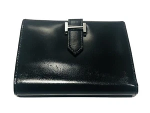 HERMES Paris Black Leather Bearn H Bifold Wallet - Picture 1 of 8