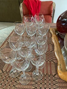 Vintage Lot 14 Christopher Stuart Crystal Wine, Champagne Glasses Gold Rim Czech - Picture 1 of 12