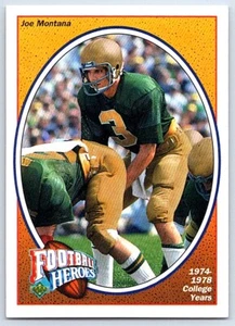 1991 Upper Deck Football Heroes Joe Montana 1974-78 College Years Notre Dame - Bild 1 von 2