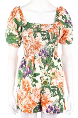 H&M Playsuit Blumen Print D 38 rote Beerentöne Grüntöne - Bild 1 von 4