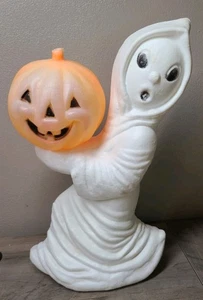 Vintage General Foam 13" Blow Mold Ghost Holding Pumpkin NO LIGHT - Picture 1 of 15