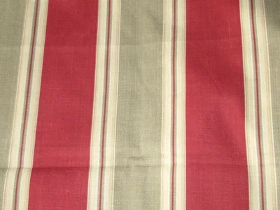2 + ЯРДА ВИНТАЖНЫЙ WAVERLY ТЕМНО-КРАСНЫЙ ЖЕЛТОВАТО-КОРИЧНЕВЫЙ СТРАНЫ ТИКИНГ ПОЛОСКИ ХЛОПОК ОБИВОЧНАЯ ТКАНЬ - Изображение 1 из 3