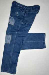 Vintage Dickies Carpenter Denim 100% Cotton Workwear Sashiko Mend Y2K 34 x 30 - Picture 1 of 12